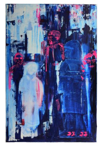 Blue Roots (2021); Acrylic on Canvas; 32'' x 48''Wurzeln in Blau; Acryl auf Leinwand; 80cm x 120cm