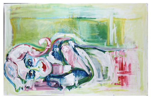 Woman, lying (2009); Acrylic on Canvas; 30'' x 46'' Frau, liegend; Acryl auf Leinwand; 75cm x 115cm